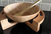 Wooden Salad Bowl &amp; Stand &amp; Server