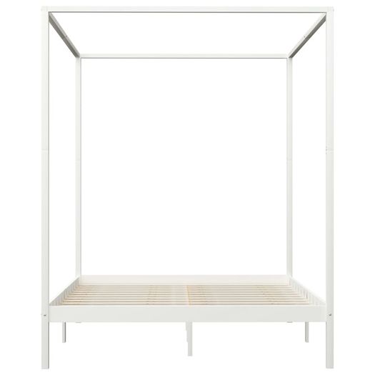 Canopy Bed Frame White Solid Pine Wood 6FT Super King