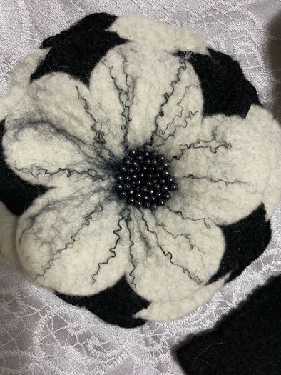 Scarf - Handfelted with Corsage