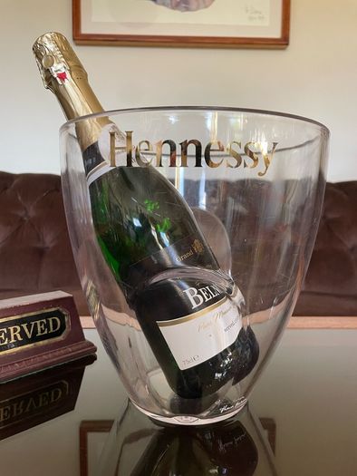 Large Designer Hennessy Transparent Durable Ice Bucket with Gilt Script