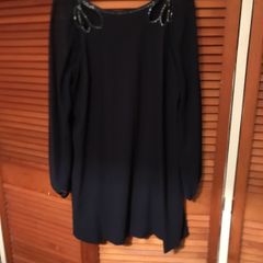 Long slieve lined navy mini dress, very pretty