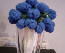 Crochet + knitting Bouquet with 36 Roses can be a table centre piece or stored in a vase 40 euro