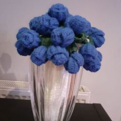 Crochet + knitting Bouquet with 36 Roses can be a table centre piece or stored in a vase 40 euro
