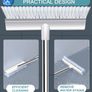 Push Broom Indoor Outdoor Floor Scrub Brush Stiff Bristles ,with Adjustable Long Handle 32-46inches for Bathroom, Living Room, Roof, Garage, Swimming Pool Black and White Image 2