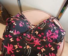 ladies swimwear top and contrast bottoms