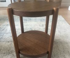 Compact Dark Wood Side Table with Shelf. Excellent Condition