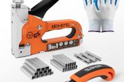 Staple Gun, BeiHeng 3 in 1 Staple Nail Steel Gun with 3000 Staples, Staple Remover, Gloves, Manual Brad Nailer Power Adjustment Stapler Gun for Wood, Crafts, Carpentry, Decoration DIY