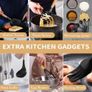 Silicone Kitchen Utensils 22 Pieces, Set of Utensils da Cucina per Pentole Antiaderenti, Heat and Non-Stick with Wooden Handle for Utensils BPA Free (Black) Image 4
