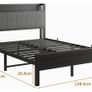 Double Bed Frames with Wooden Storage Headboard Image 9