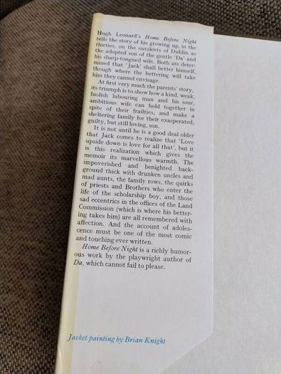 Hugh Leonard Autobiography Home Before Night 1979 first edition hardback with dustcover in very good condition FREE STANDARD POSTAGE INCLUDED