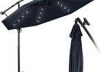 Aluminium LED Solar Cantilever Parasol, Diameter 300 cm, Sun Umbrella with Crank and On/Off Switch, Garden Parasol with UV Protection, Sun Shade with Stand, Market Umbrella, Waterproof