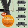 Garden Bench Polyrattan with Reclining Function, Weatherproof Cushion, Adjustable Armrests, 3-Seater Image 7