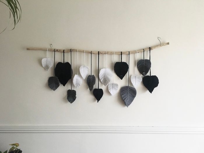 Boho wall hanging, Bohemian home decoration, Handmade wall tapestry, Macrame leaves, Birthday gift idea, Housewarming gift