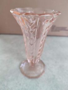 SMALL Art Deco Pink Glass Vase