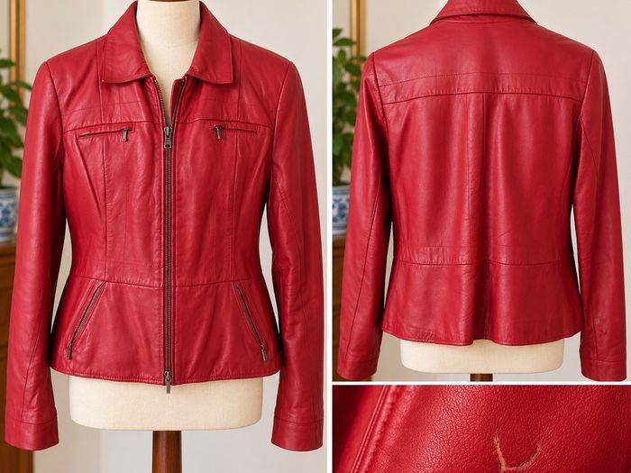 Alfani Red Genuine Leather Jacket