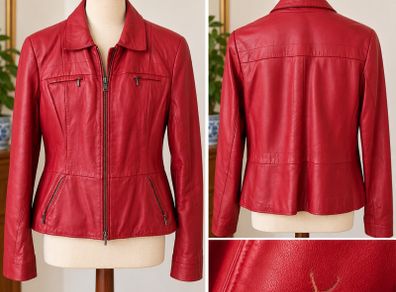 Alfani Red Genuine Leather Jacket