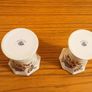 Two octagonal  Royal Tara Harmony pattern fine bone china miniature bud vases  handmade in Galway, Ireland Image 3