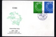 1974 Ireland Centenary of the Universal Postal Union (UPU) Centenary Commemorative Stamps Department of Post and Telegraph First Day Cover (FDC) with Baile Atha Cliath (Dublin) cancel