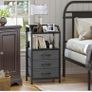 Bedside Table with 3 Fabric Drawers and Open Shelf Image 2