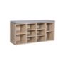Padded shoe bench natural-grey  shoe bench, shoe rack, shoe storage, bench, 10 compartments, with upholstery, for the entrance area, hallway, bedroom, 104 x 30 x 48 cm, wood look Image 5