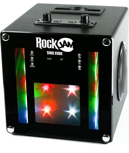Singcube 5-Watt Rechargeable Bluetooth Karaoke Machine with Two Microphones, Voice Changing Effects & LED Lights, Black (FREE POSTAGE)