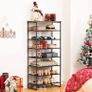 8-Tier Shoe Rack, Tall Shoe Shelf, Shoe Organizer Rack for 21-28 Pairs of Shoes, Detachable Metal Mesh, Narrow Shoe Stand for Hallway, Living Room, Sturdy, Industrial, Rustic Brown (FREE POSTAGE) Image 3