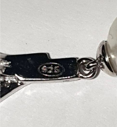 Vintage Hallmarked Silver Pearl & White Topaz