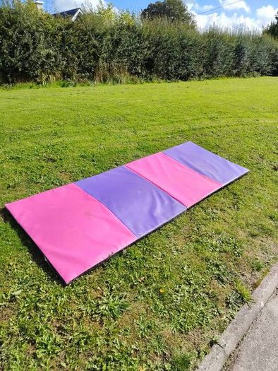 Gymnastics bar, mat, wedge