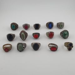 Antique Lot of 15 Bohemian Brass Rings  Assorted Ethnic & Tribal Designs