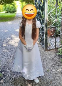 John Rocha Communion or flower girl dress with bolero + gloves + veil age 9