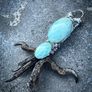 Sorceress Sorcerer Raven Claws Soldered with Two High Flash Amazonite Gemstone Pendant Talisman Witchy Spiritual Image 4