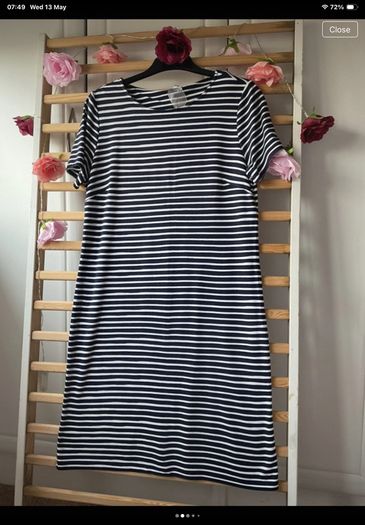 dress street one navy & white striped dress size 38(12)