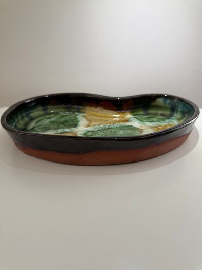 Large Signed Rosso Pottery Studio Dish