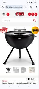 Tower Stealth 2-In-1 Charcoal BBQ And Fire Pit