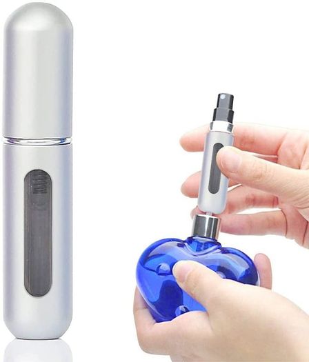 5ML Perfume Atomiser,Perfume Refillable Bottle Portable for Travel Business Trip Outdoor Activities(Silver)