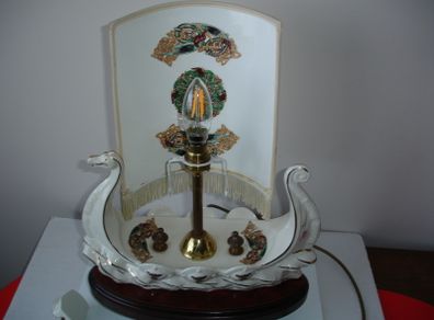 CRE Irish Porcelain Hand Made Viking Ship Table Lamp in Galway