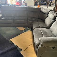 Dark grey corner sofa electric recliner couch