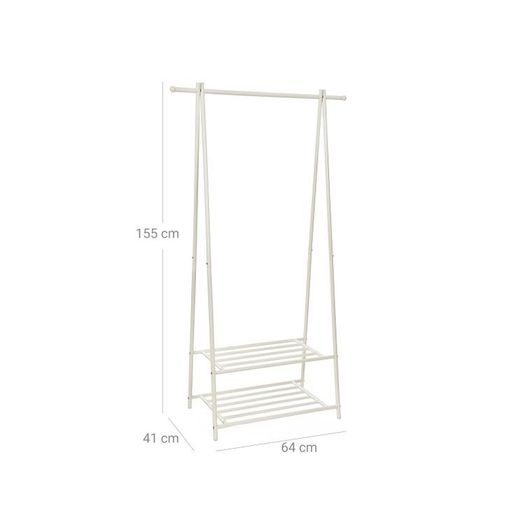 Metal Coat Rack White Metal Clothes rack Clothes rail Coat rack with shoe rack 87.5 x 155 x 41 cm (W x H x D)