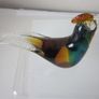 Pair of Hand Blown Multicoloured Art Glass Rooster Figurines Image 3