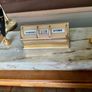 Tabletop Perpetual Calendar with Two Penholders on Marble Onyx Stand on teak Coloured Wooden Base Image 2