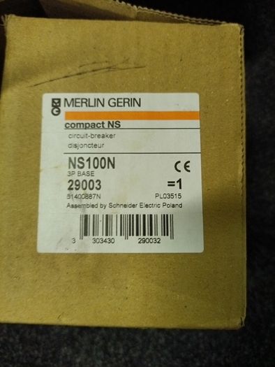 Merlin Gerin 40A MCC. Merlin Gerin MCCB 100 Amp Triple Pole Compact 100A NS100N TM40D