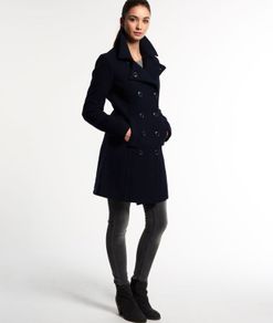 SuperDry Navy Wool Coat - S