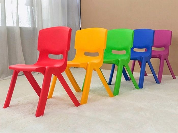 Kids child strong stackable colour chairs x 4