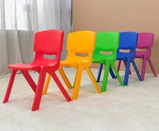 Kids child strong stackable colour chairs x 4