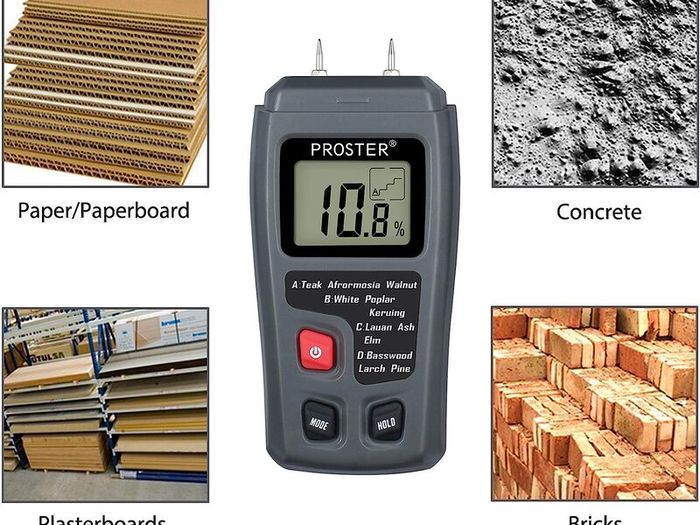 Moisture Meter Damp Meter RZMT-10 MD Digital Wood Moisture Meter Handheld Moisture Tester Detector Humidity Measuring with HD LCD for Wood Firewood Cardboard Paper (Range 0-99.9%)