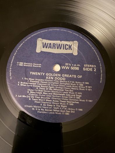 Ken Dodd 20 Golden Greats LP 1980 UK Warwick Vinyl
