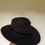 Classic flat brim dark grey fedora Image 2