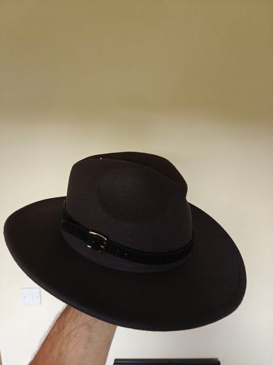 Classic flat brim dark grey fedora