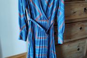 Gallery blue and brown patterned midi dress - size 10