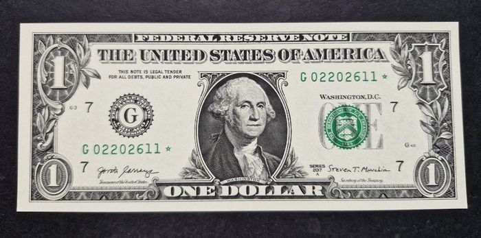2017 A Chicago Star Note 1 Dollar Washington Bill G02202611 STAR
